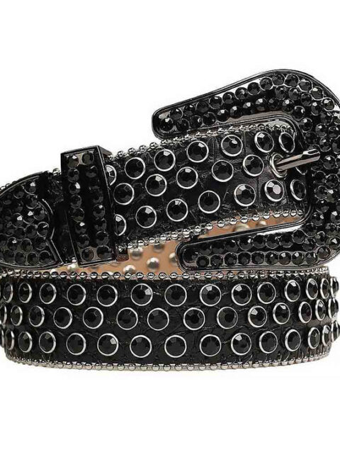 Real Black Rhinestone Belt