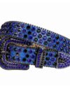 Blue Leather Strap with Black and Blue Rhinestone Belt