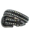 Black Leather Strap with Multi Color and Black Rhinestone Belt