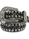 Chess Black and White - Black Strap Belt with White & Black Diamond Embellished Rhinestone Belt
