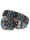 Black Shimmer Leather Strap with Multi and Black Rhinestone Belt