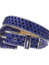 Blue Strap BB Belt with Black and Blue Color Diamond Embellished Rhinestone Belt