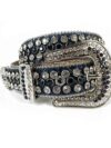 Proud Navy - Blue Navy Strap Belt with White & Navy Blue Diamond Embellished Rhinestone Belt