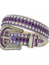 Purple Strap BB Belt with Iridescent and Purple Color Diamond Embellished Rhinestone Belt