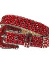 Red Valentine - Red Strap BB Belt with All Red Diamond Embellished Rhinestone Belt