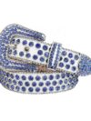 Salt - White Leather Strap with Blue Rhinestone Belt